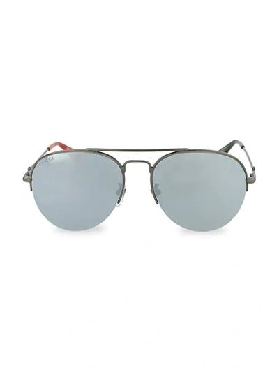 Gucci Core 56mm Aviator Sunglasses In Shiny Dark Ruthenium