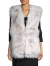 LA FIORENTINA V-NECK FAUX FUR VEST,0400011244985