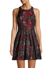 AIDAN MATTOX JACQUARD FLORAL FLARE DRESS,0400012432560