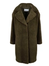 Stand Studio Camille Faux Fur Coat In Army Green