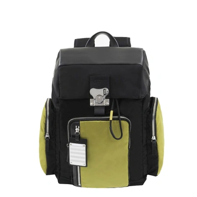 Fpm Nylon Bank On The Road-butterfly Pc Backpack M In Black Mustard