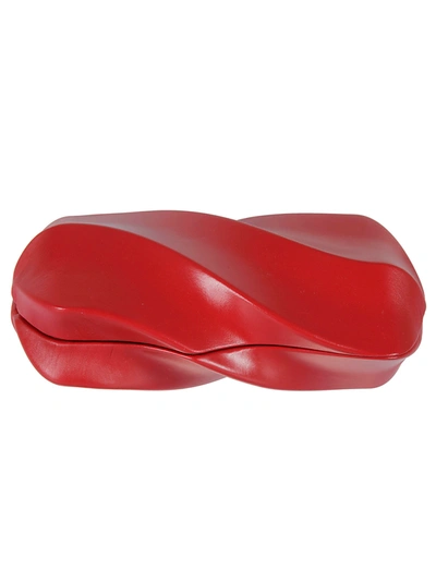 Bottega Veneta Whirl Clutch In Scarlet/gold