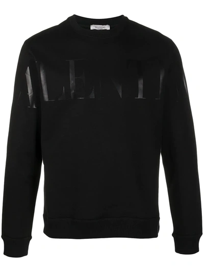 Valentino Logo-print Crew Neck Sweatshirt In Black