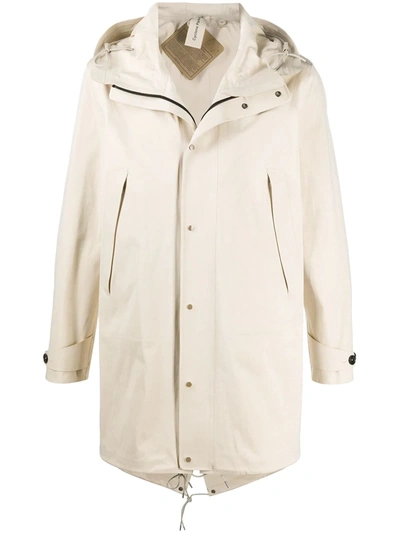 Ten C Lightweight Hooded Parka Coat In Neutrals