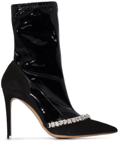 Alexandre Vauthier Ane Embellished Leather Ankle Boots In Black