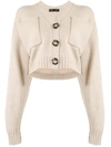 Proenza Schouler Patch-pocket Cropped Cashmere-blend Cardigan In Neutral