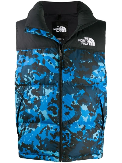 The North Face Camouflage-print Puffer Gilet In Black