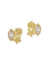 ALEX MONROE 18KT YELLOW GOLD FLORAL CLUSTER MARQUISE DIAMOND STUDS