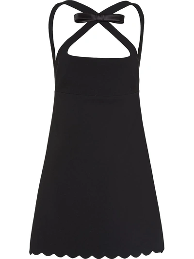 Miu Miu Halterneck Mini Bow Dress In Black
