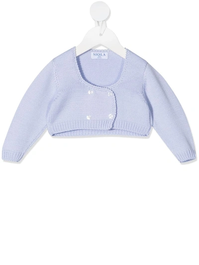 Siola Babies' Fine-knit Buttoned Cardigan In Blue