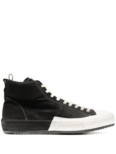 Officine Creative Two-tone Leather High-top Trainers In Black