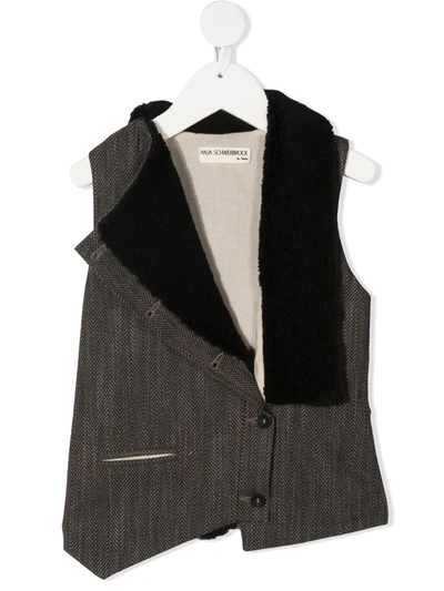 Anja Schwerbrock Kids' Lirio Asymmetric Cotton-blend Waistcoat In Black