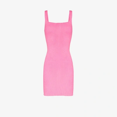 HUNZA G PINK TANK CRINKLE MINI DRESS,TANKDRESSCRINKLE15957522