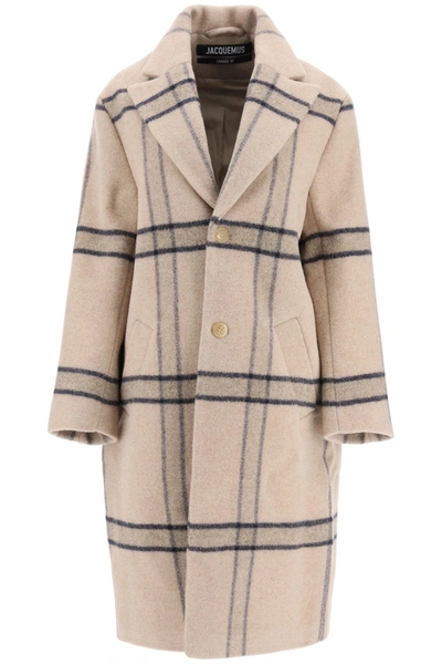 Jacquemus Checked Wagon Coat In Beige Squared