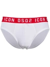Dsquared2 Icon Logo Embroidered Briefs In White
