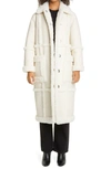 Stand Studio Off-white Faux-leather & Faux-shearling Patrice Long Coat In Off White/ Off White