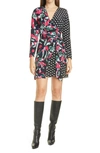 DIANE VON FURSTENBERG RAVEN SILK LONG SLEEVE WRAP DRESS,15525DVF