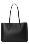 Kate Spade Large All Day Leather Tote In Black