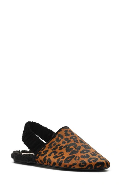 Schutz Pompey Genuine Calf Hair Slingback Flat In Leopard