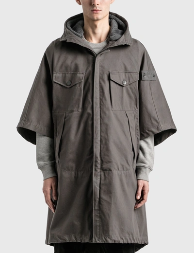 Stone Island Raso Gommato Double Ghost Piece Poncho In Ghost Grey