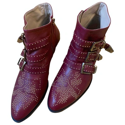 Pre-owned Chloé Susanna Burgundy Leather Ankle Boots