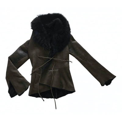 Pre-owned Roberto Cavalli Brown Shearling Leather Jacket