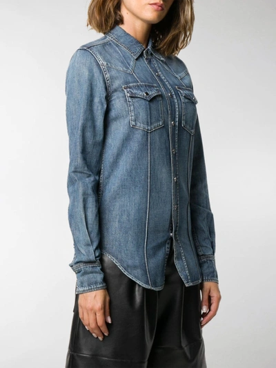 Saint Laurent Western Shirt In Denim In Blue