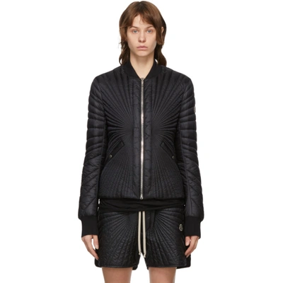 Rick Owens Black Moncler Edition Down Angle Bomber Jacket In 999 Black