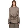RICK OWENS TAUPE MONCLER EDITION CASHMERE DRAPEFRONT SWEATER