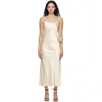 Marina Moscone Off-white Heavy Satin Bias Slip Dress In Ivory