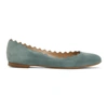 CHLOÉ BLUE SUEDE LAUREN BALLERINA FLATS