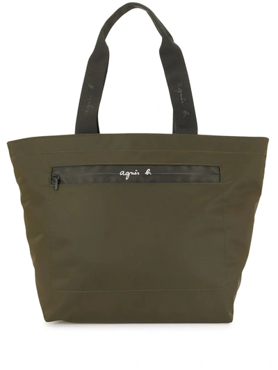 Agnès B. Zipped Technical Tote Bag In Green