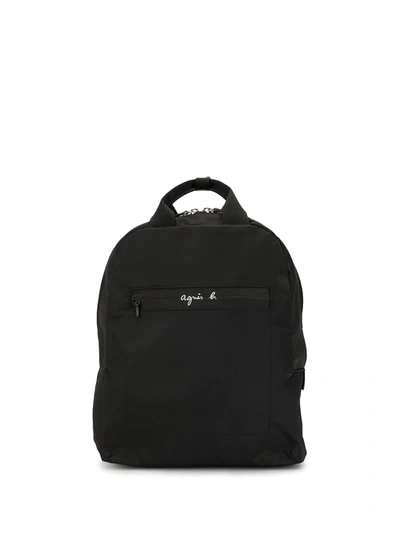 Agnès B. Logo Print Backpack In Black