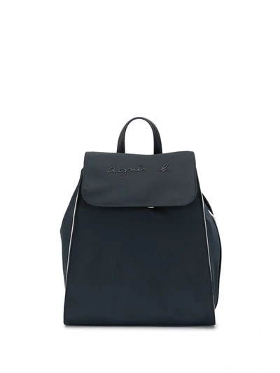 Agnès B. Logo Embroidered Backpack In Blue