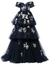 CAROLINA HERRERA TIERED FLORAL-LACE GOWN