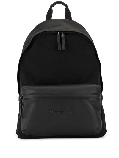 Agnès B. Leather Panelled Backpack In Black