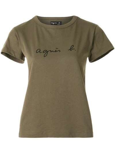 Agnès B. Logo Crew-neck T-shirt In Green