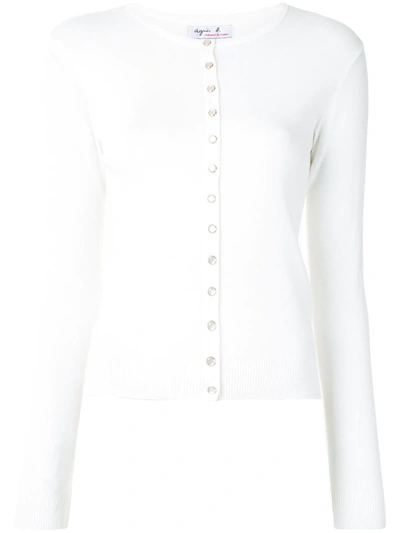 Agnès B. Button-down Fitted Cardigan In White