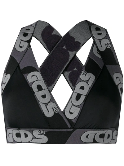 Gcds Logo-tape Triangle Bra In Nero