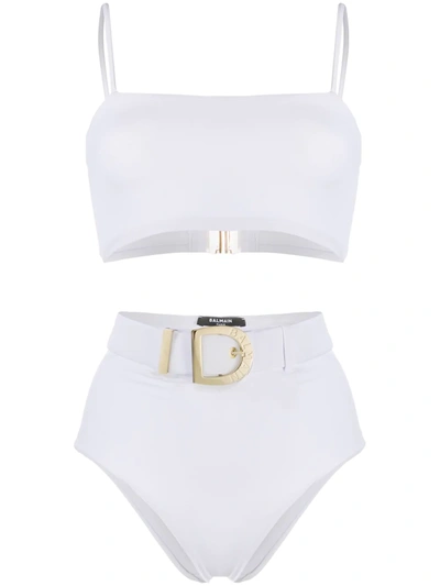 Balmain Belted Bikini In White