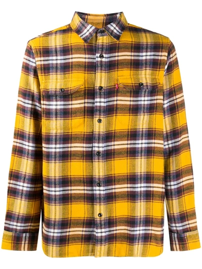 Levi's Jackson Check Flannel Worker Overshirt In Golden Yellow