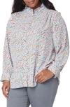 Nydj Plus Size Ruffle Neck Blouse In Canyon Geo F958