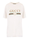GUCCI OVERSIZED GUCCI LOGO T-SHIRT IN WHITE