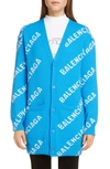 BALENCIAGA OVERSIZE LOGO JACQUARD WOOL BLEND CARDIGAN,620984T1567