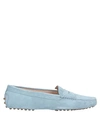 TOD'S TOD'S WOMAN LOAFERS SKY BLUE SIZE 6.5 SOFT LEATHER