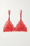 LOVE STORIES LOVE LACY SATIN-TRIMMED STRETCH-LACE SOFT-CUP TRIANGLE BRA