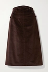 ANNA MASON RUTH BUTTON-DETAILED COTTON-VELVET MIDI SKIRT