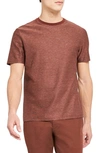 Theory Milan Micro Grid Crewneck T-shirt In Pimento/white Pink
