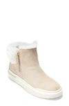 Cole Haan Grandpro Rally Faux Fur Trim Bootie In Grey Suede/ Faux Shearling Wp