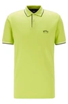 HUGO BOSS HUGO BOSS - SLIM FIT POLO SHIRT IN STRETCH PIQUÉ WITH CURVED LOGO - GREEN